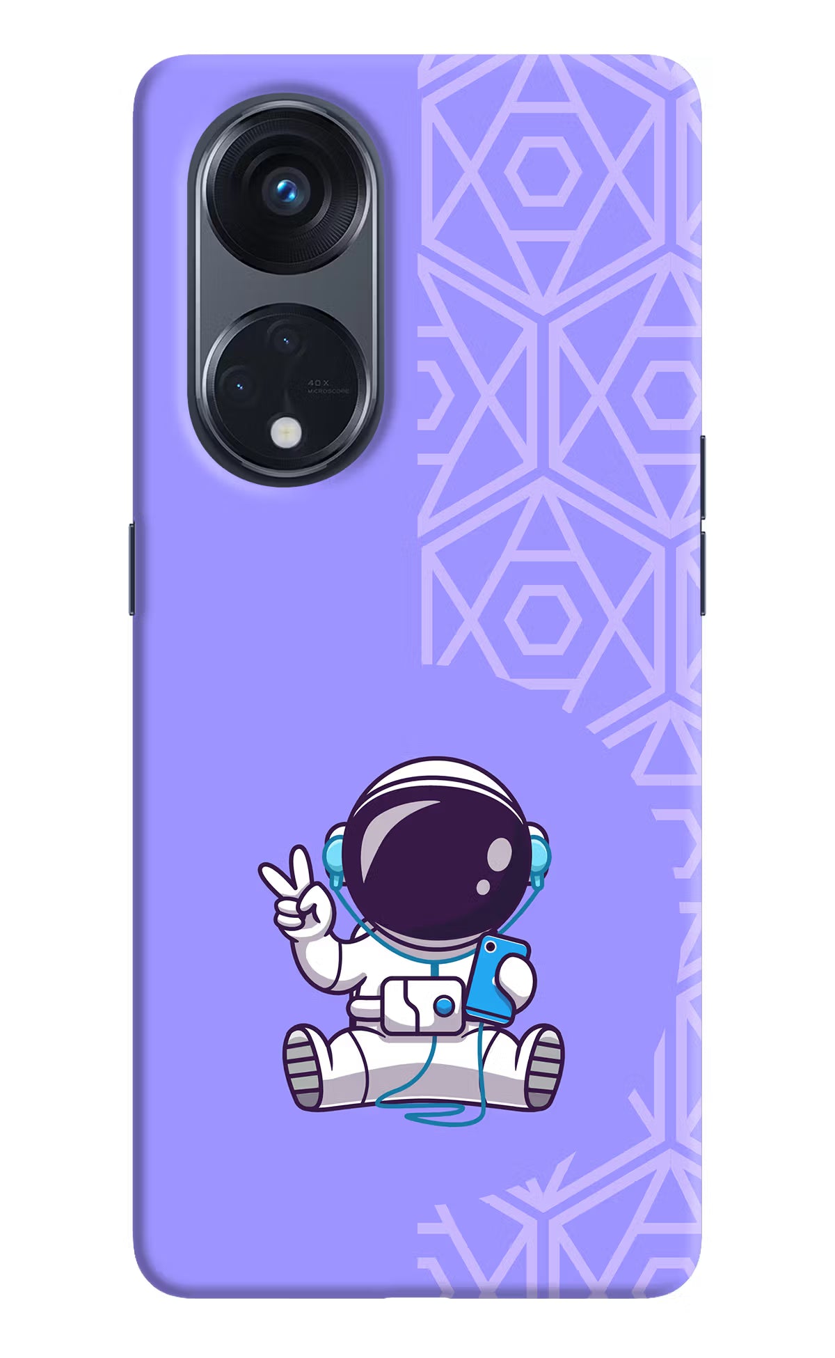 Cute Astronaut Chilling Oppo Reno8 T 5G Hard Case Back Cover by Casekaro