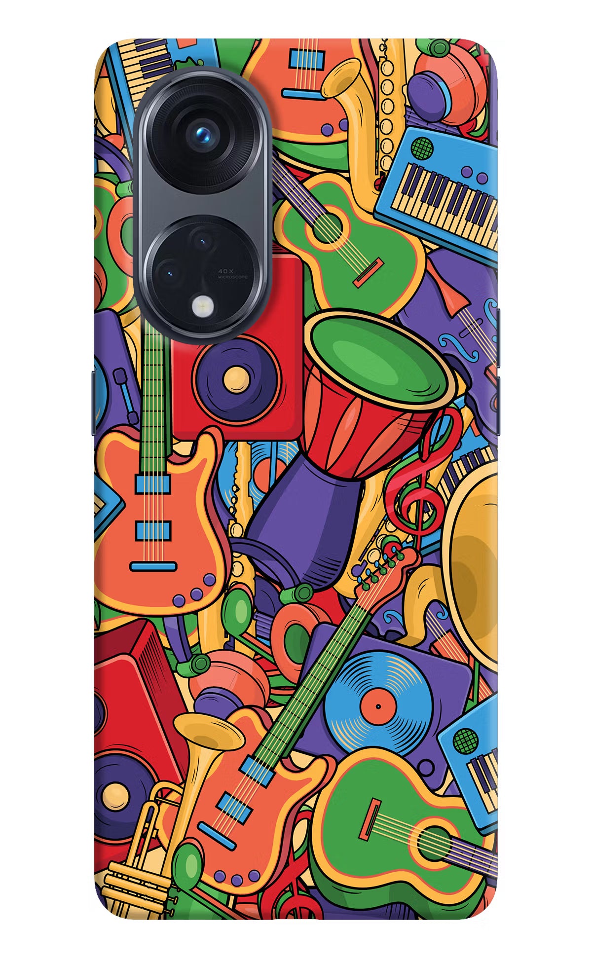 Music Instrument Doodle Oppo Reno8 T 5G Hard Case Back Cover by Casekaro