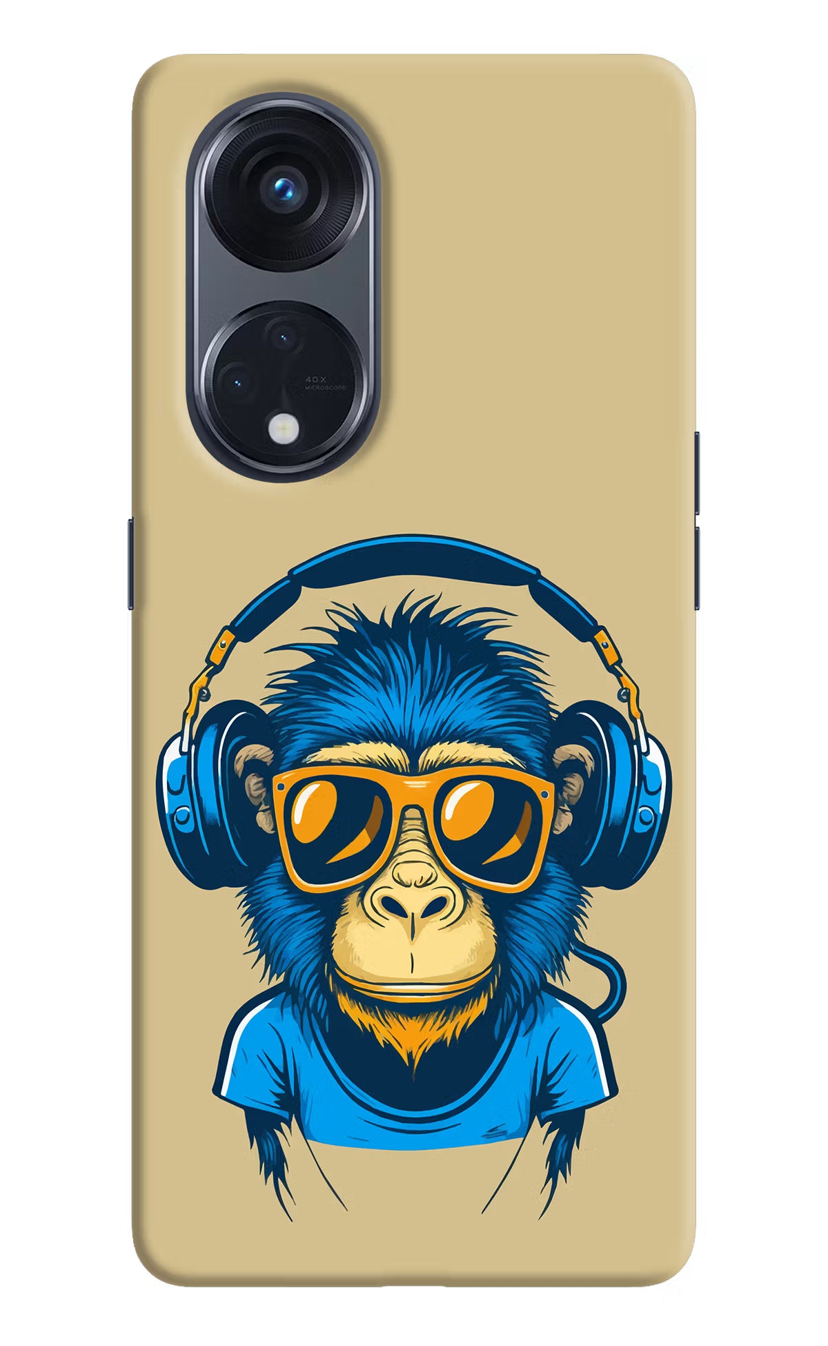 Monkey Headphone Oppo Reno8 T 5G Hard Case Back Cover by Casekaro