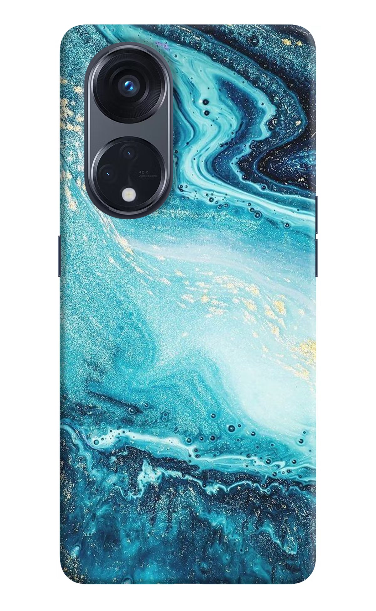 Blue Glitter Marble Oppo Reno8 T 5G Hard Case Back Cover by Casekaro