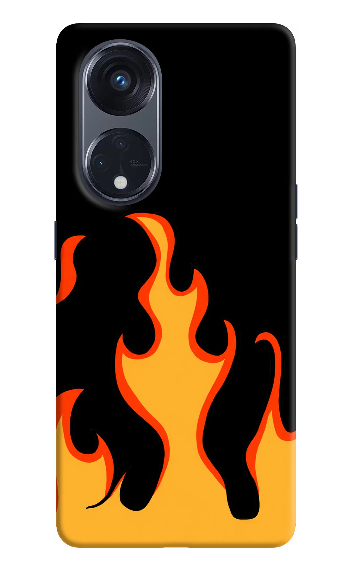 Fired Up – Black Oppo Reno8 T 5G Hard Case Back Cover by Casekaro