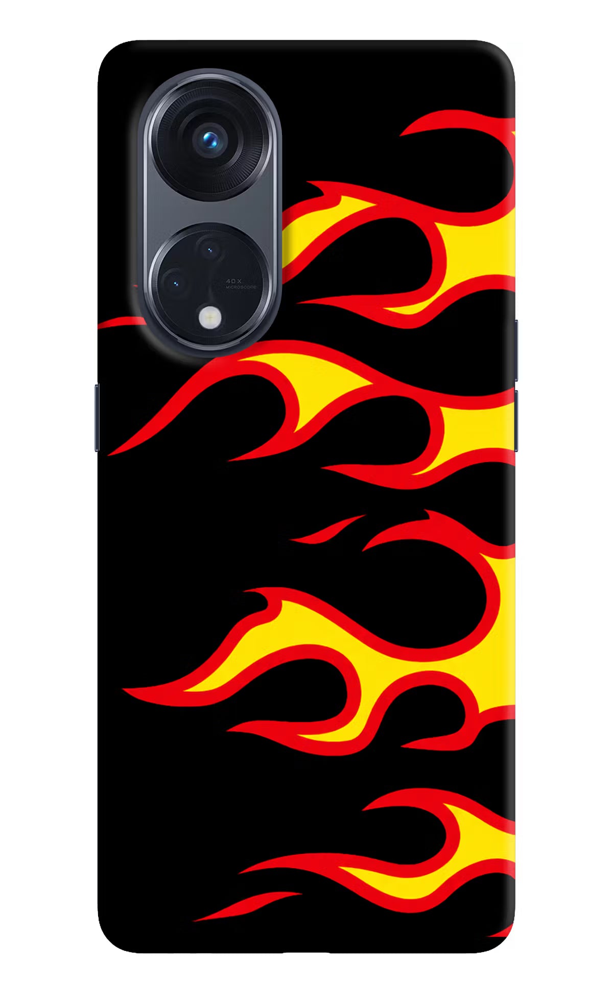 Side Sweep Flames Oppo Reno8 T 5G Hard Case Back Cover by Casekaro