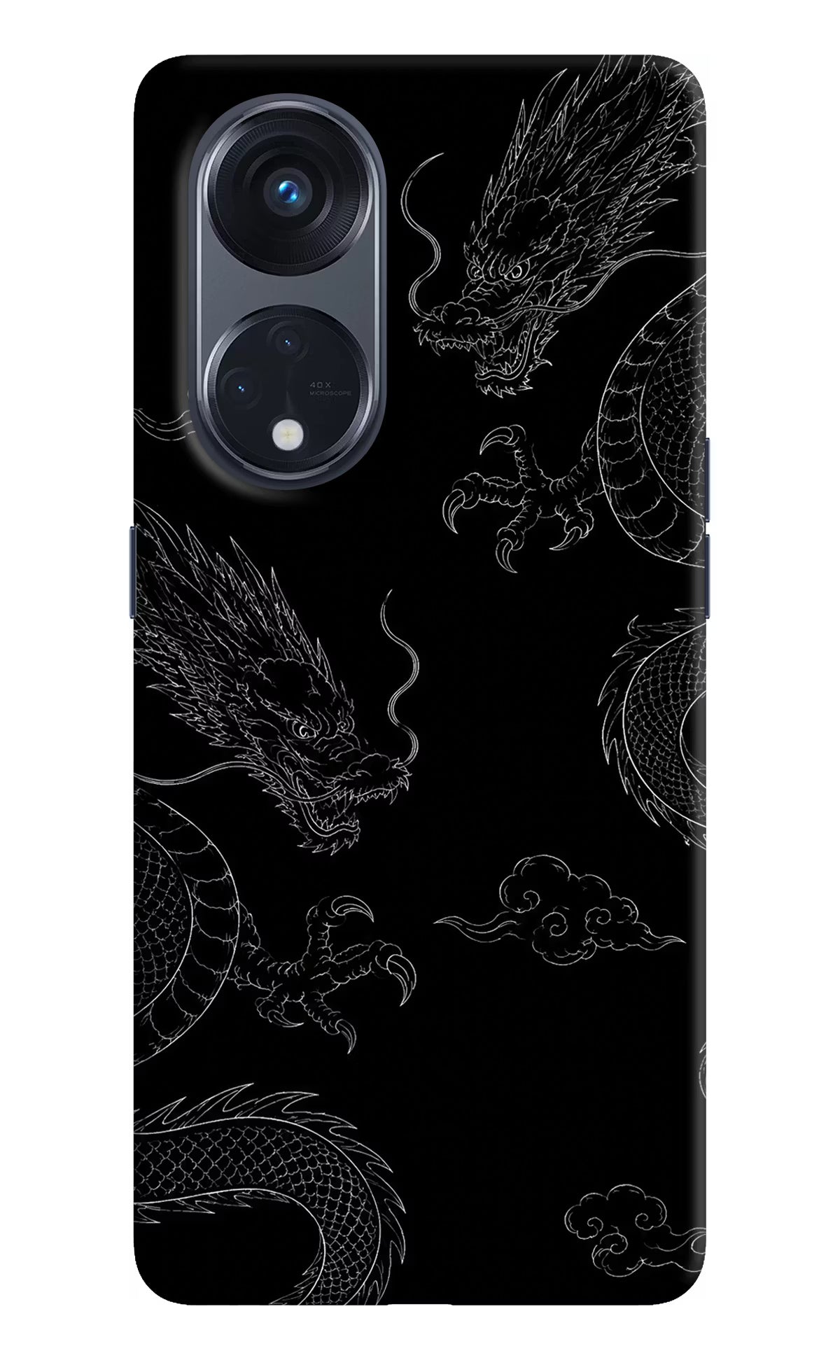 Twin Dragons Oppo Reno8 T 5G Hard Case Back Cover by Casekaro