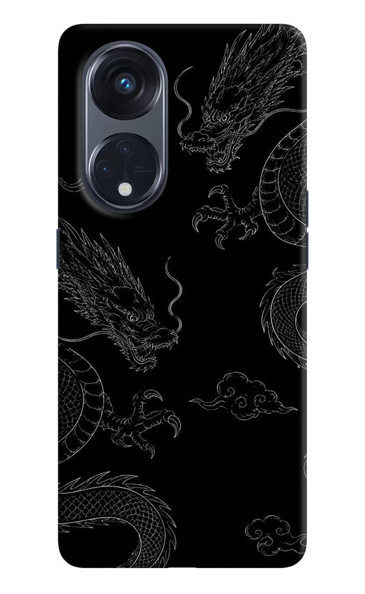 Twin Dragons Oppo Reno8 T 5G Hard Case Back Cover by Casekaro