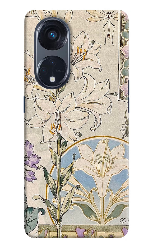White Lily Oppo Reno8 T 5G Hard Case Back Cover by Casekaro