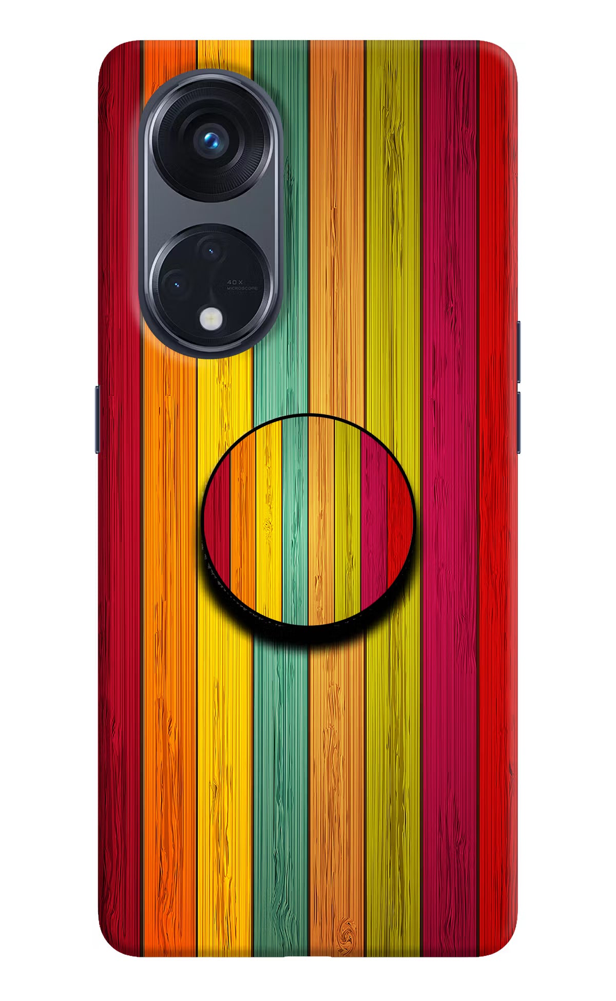 Multicolor Wooden Oppo Reno8 T 5G Pop Case by Casekaro