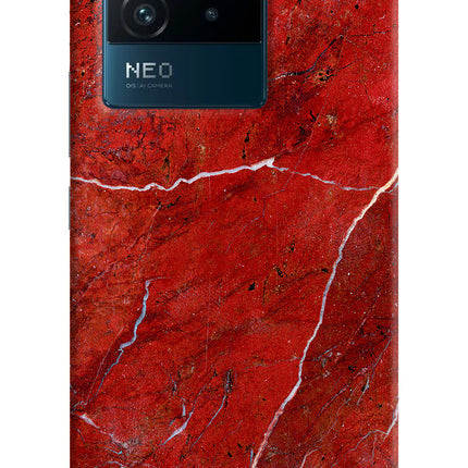 Red Marble Design IQOO Neo 6 5G Hard Case Back Cover by Casekaro