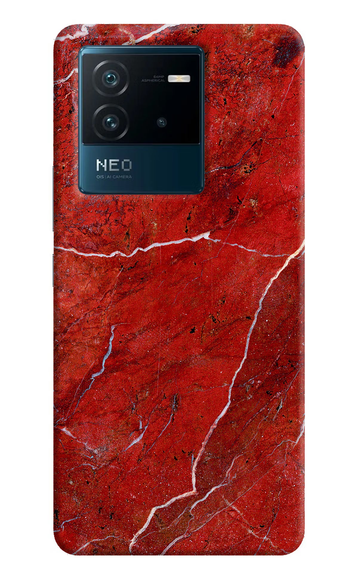 Red Marble Design IQOO Neo 6 5G Hard Case Back Cover by Casekaro