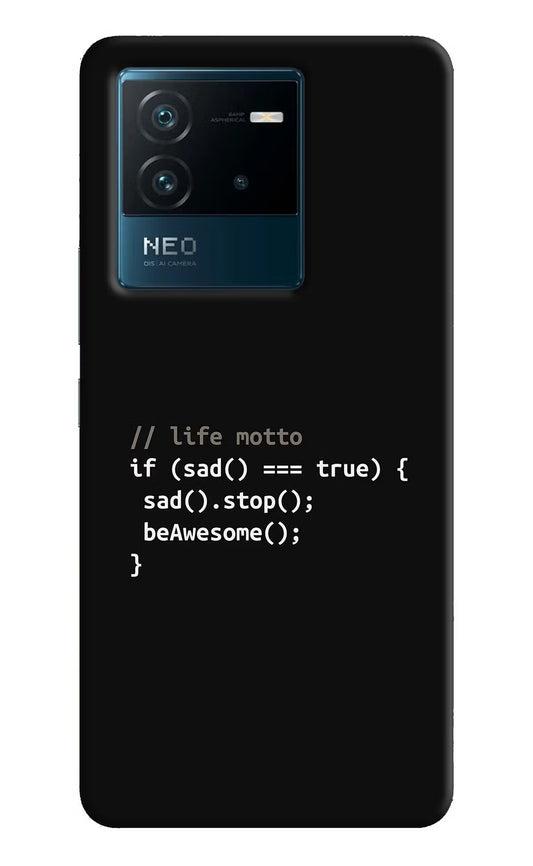 Life Motto Code IQOO Neo 6 5G Hard Case Back Cover by Casekaro