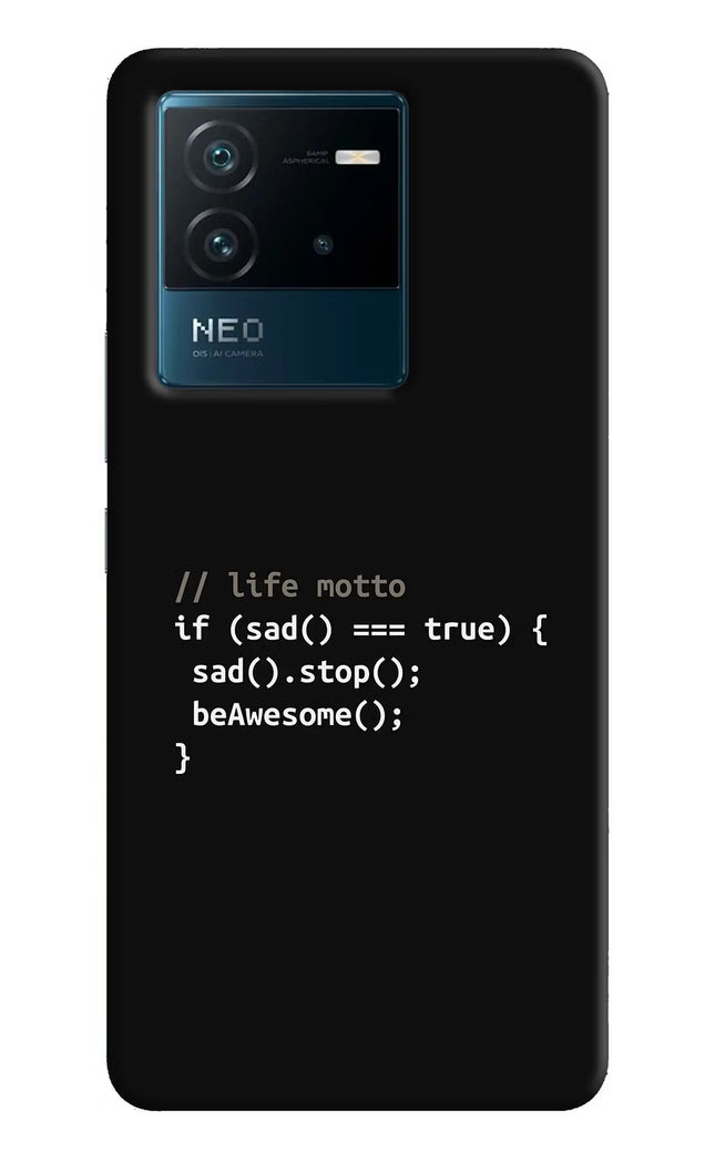Life Motto Code IQOO Neo 6 5G Hard Case Back Cover by Casekaro