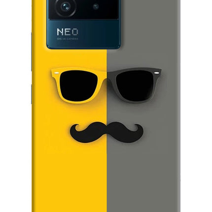 Sunglasses with Mustache IQOO Neo 6 5G Hard Case Back Cover by Casekaro