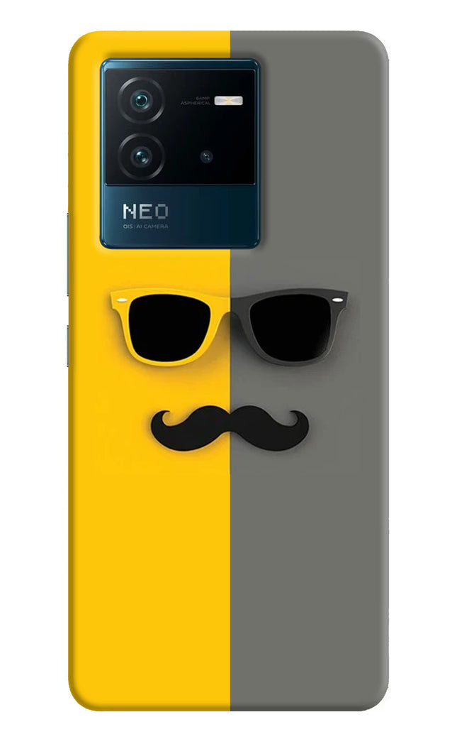 Sunglasses with Mustache IQOO Neo 6 5G Hard Case Back Cover by Casekaro