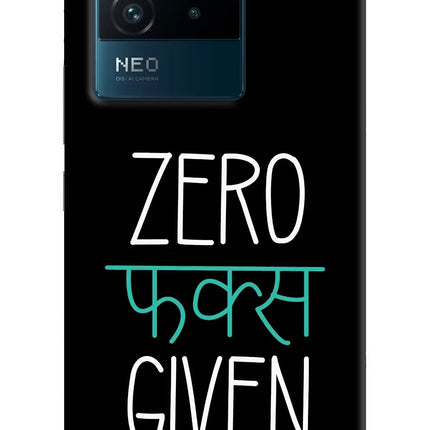 Zero Fucks Given IQOO Neo 6 5G Hard Case Back Cover by Casekaro