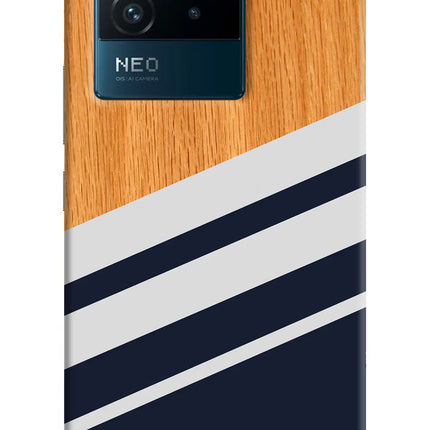 Blue and white wooden IQOO Neo 6 5G Hard Case Back Cover by Casekaro