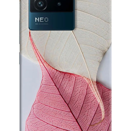 White Pink Leaf IQOO Neo 6 5G Hard Case Back Cover by Casekaro