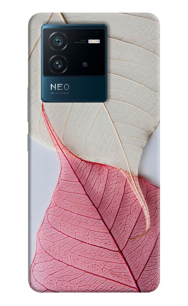 White Pink Leaf IQOO Neo 6 5G Hard Case Back Cover by Casekaro