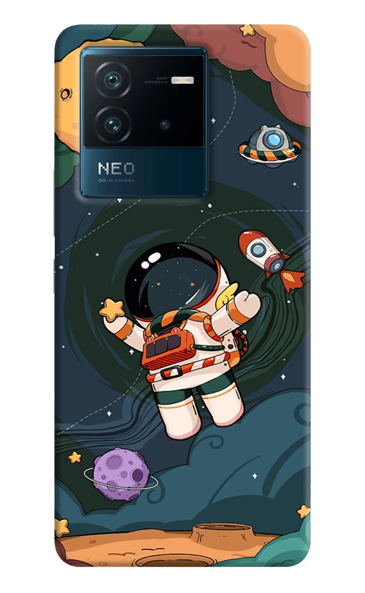 Cartoon Astronaut IQOO Neo 6 5G Hard Case Back Cover by Casekaro