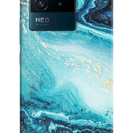 Blue Glitter Marble IQOO Neo 6 5G Hard Case Back Cover by Casekaro