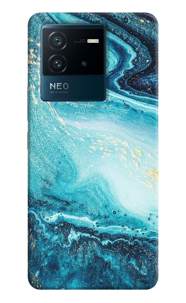 Blue Glitter Marble IQOO Neo 6 5G Hard Case Back Cover by Casekaro
