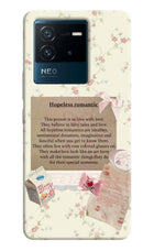 Hopeless Romantic IQOO Neo 6 5G Hard Case Back Cover by Casekaro