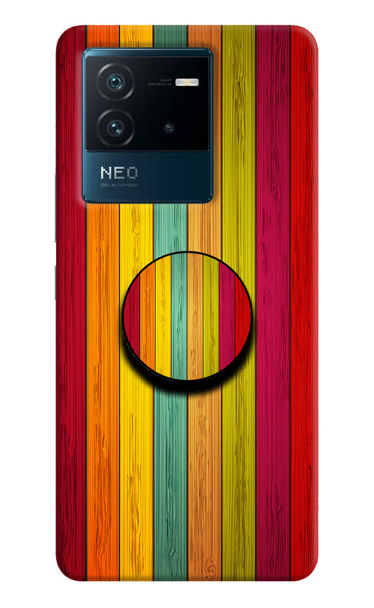 Multicolor Wooden IQOO Neo 6 5G Pop Case by Casekaro