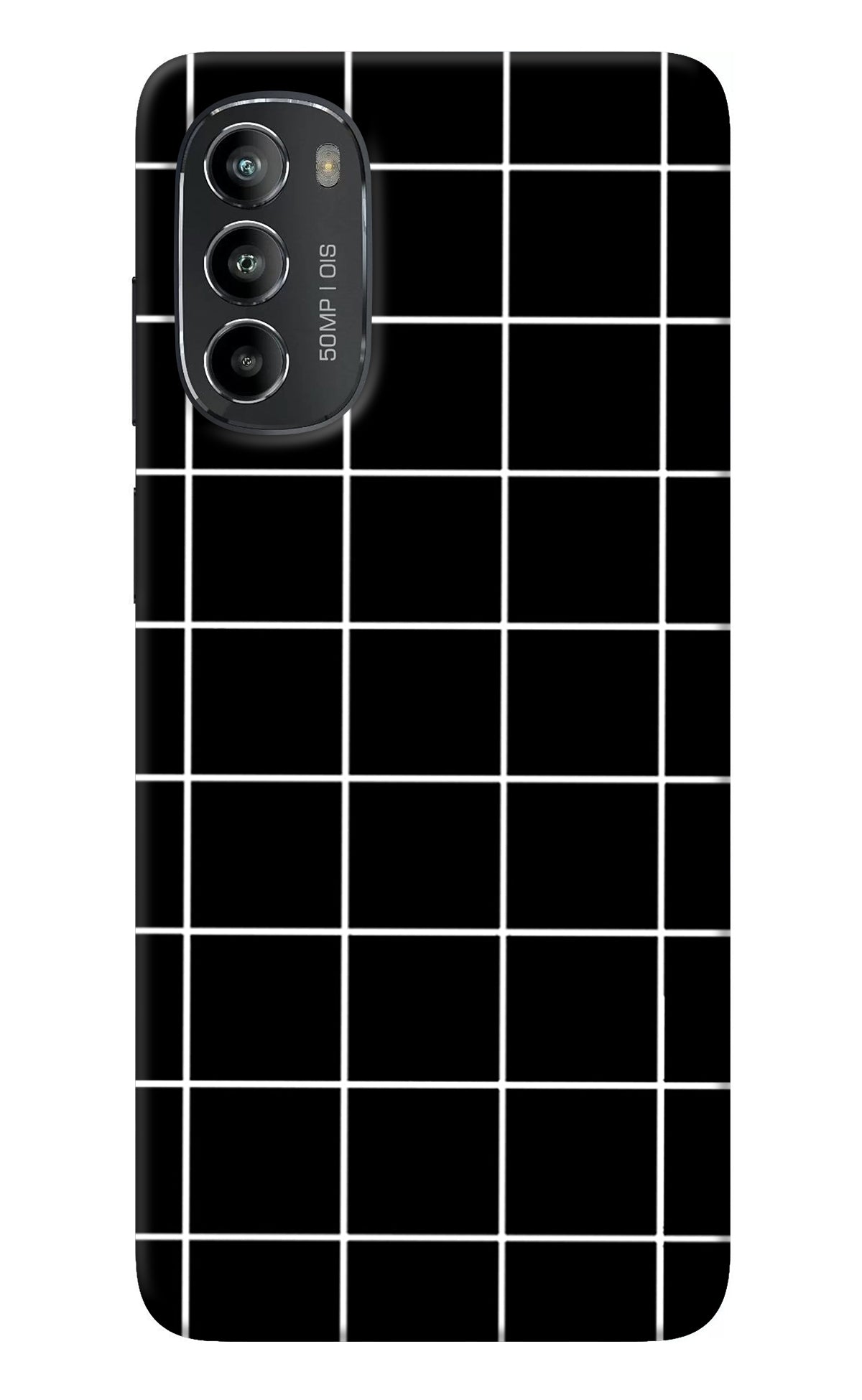 White Grid Moto G82 5G Back Cover