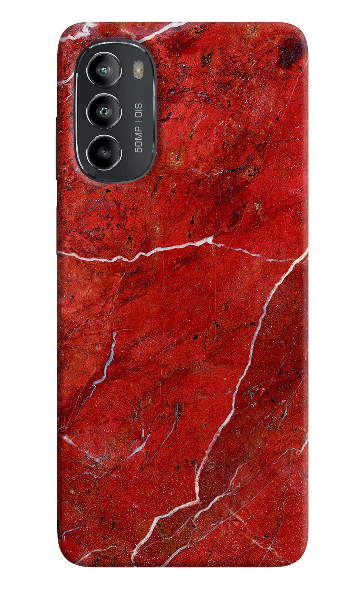 Red Marble Design Moto G82 5G Hard Case Back Cover by Casekaro