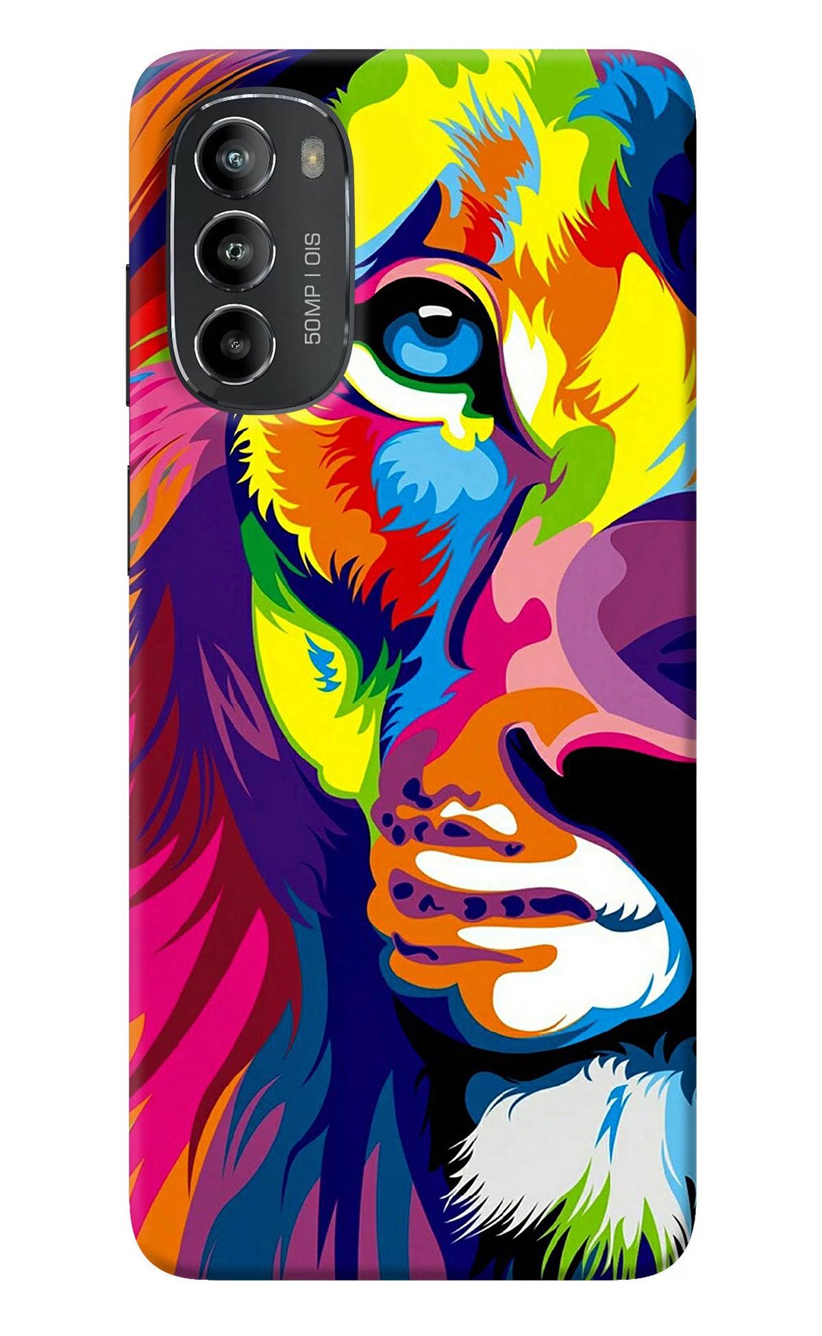 Lion Half Face Moto G82 5G Back Cover