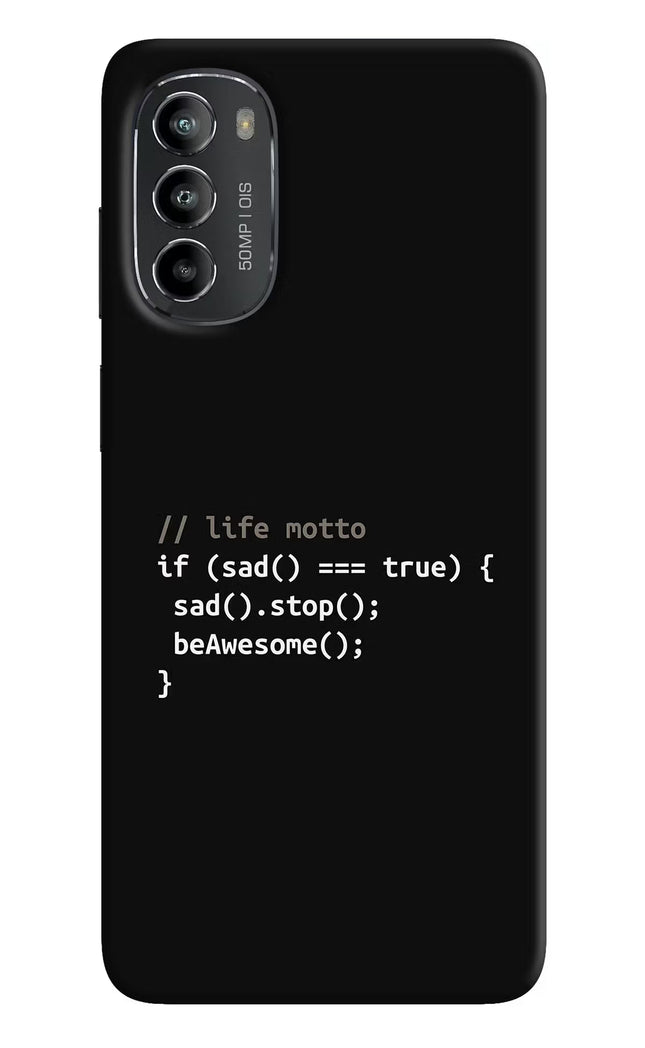 Life Motto Code Moto G82 5G Hard Case Back Cover by Casekaro