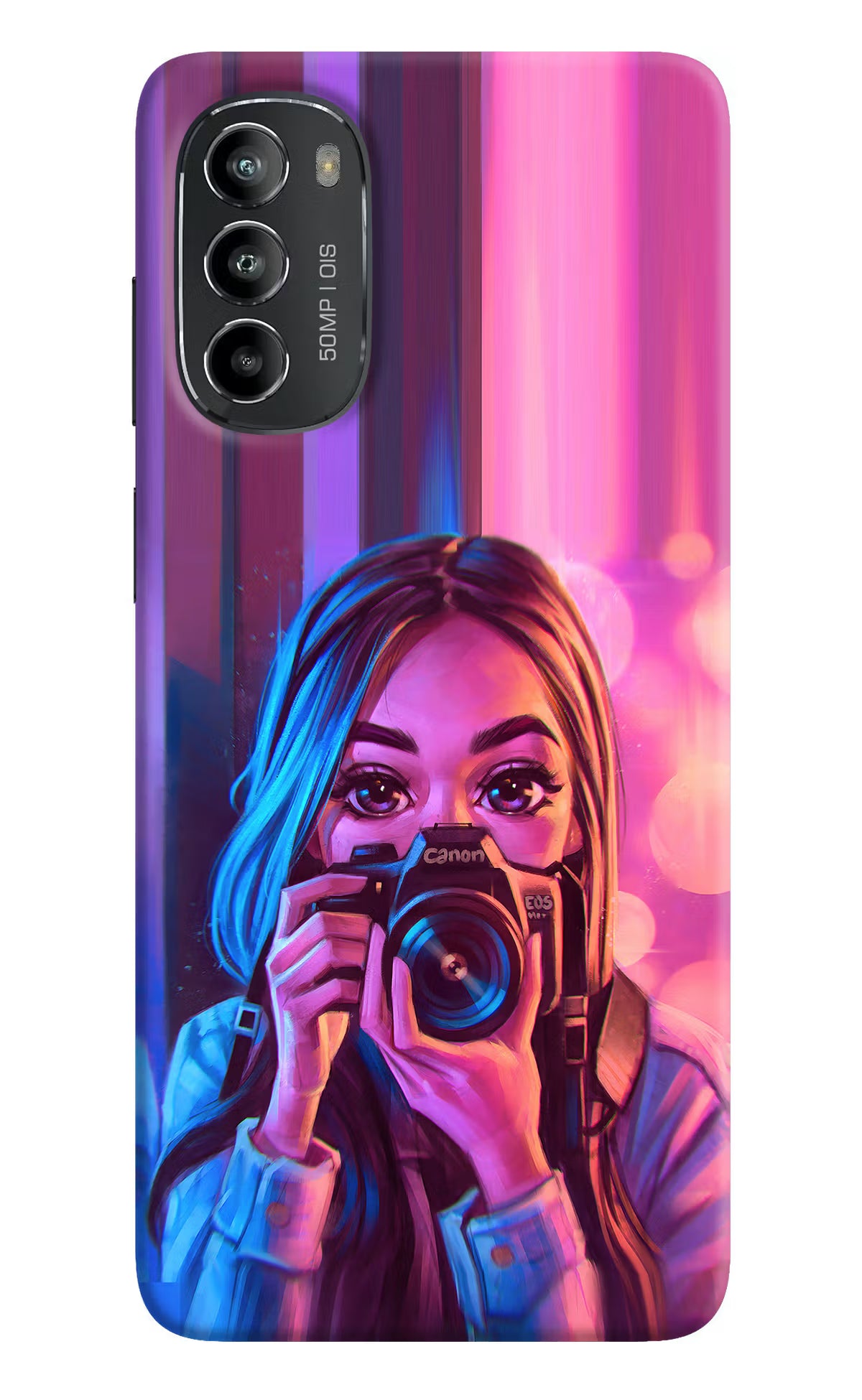Girl Photographer Moto G82 5G Hard Case Back Cover by Casekaro