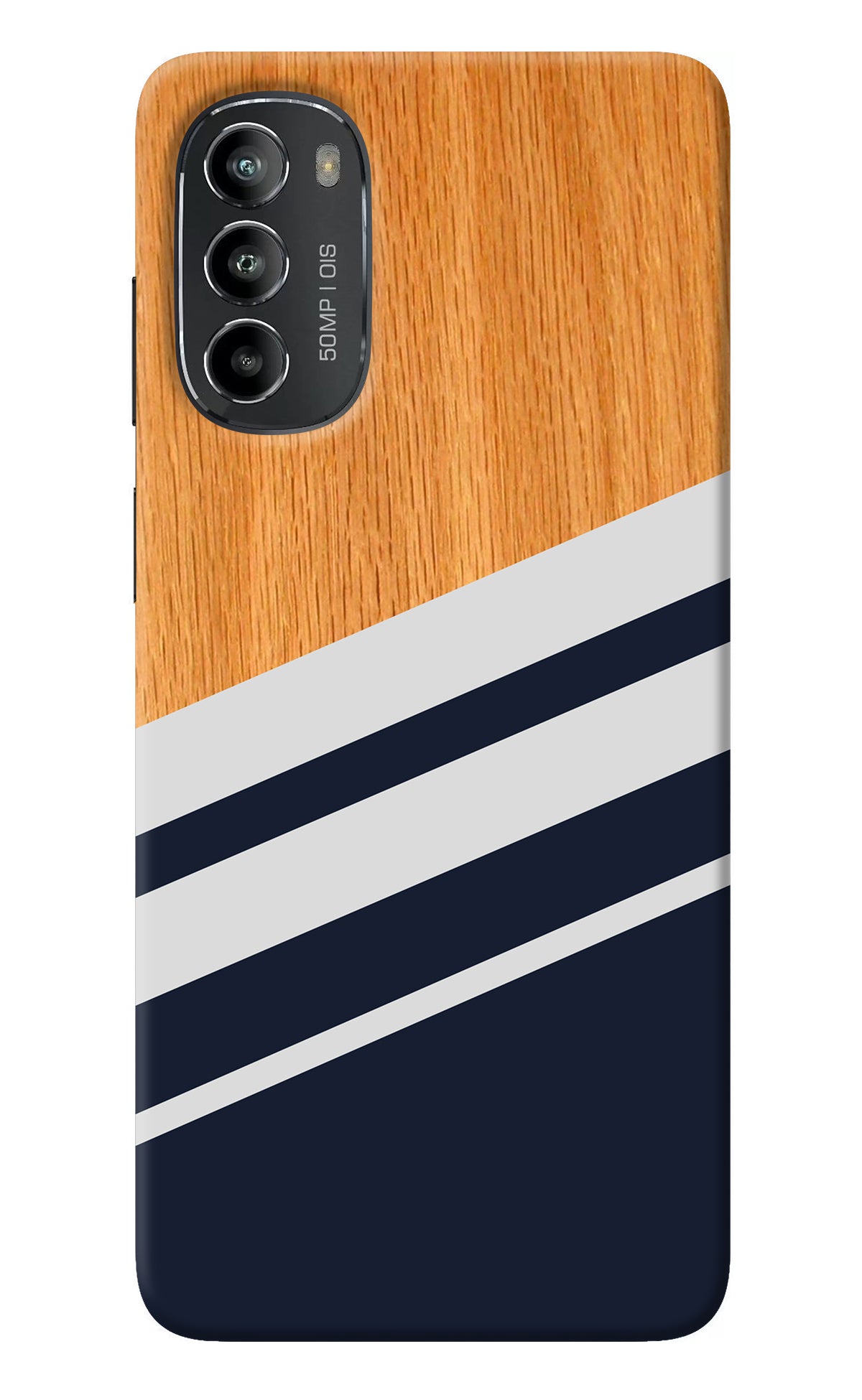 Blue and white wooden Moto G82 5G Back Cover