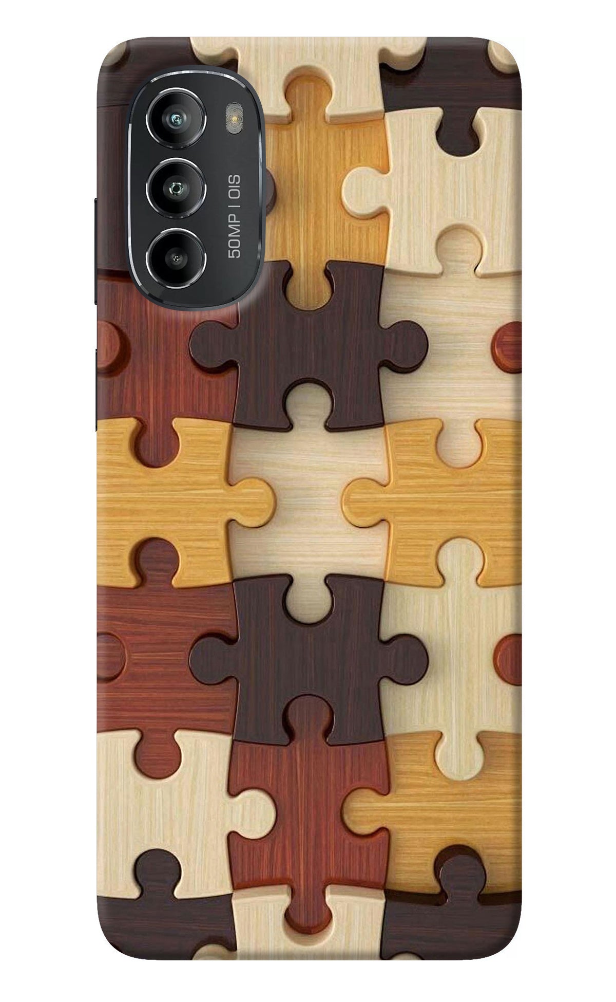 Wooden Puzzle Moto G82 5G Back Cover