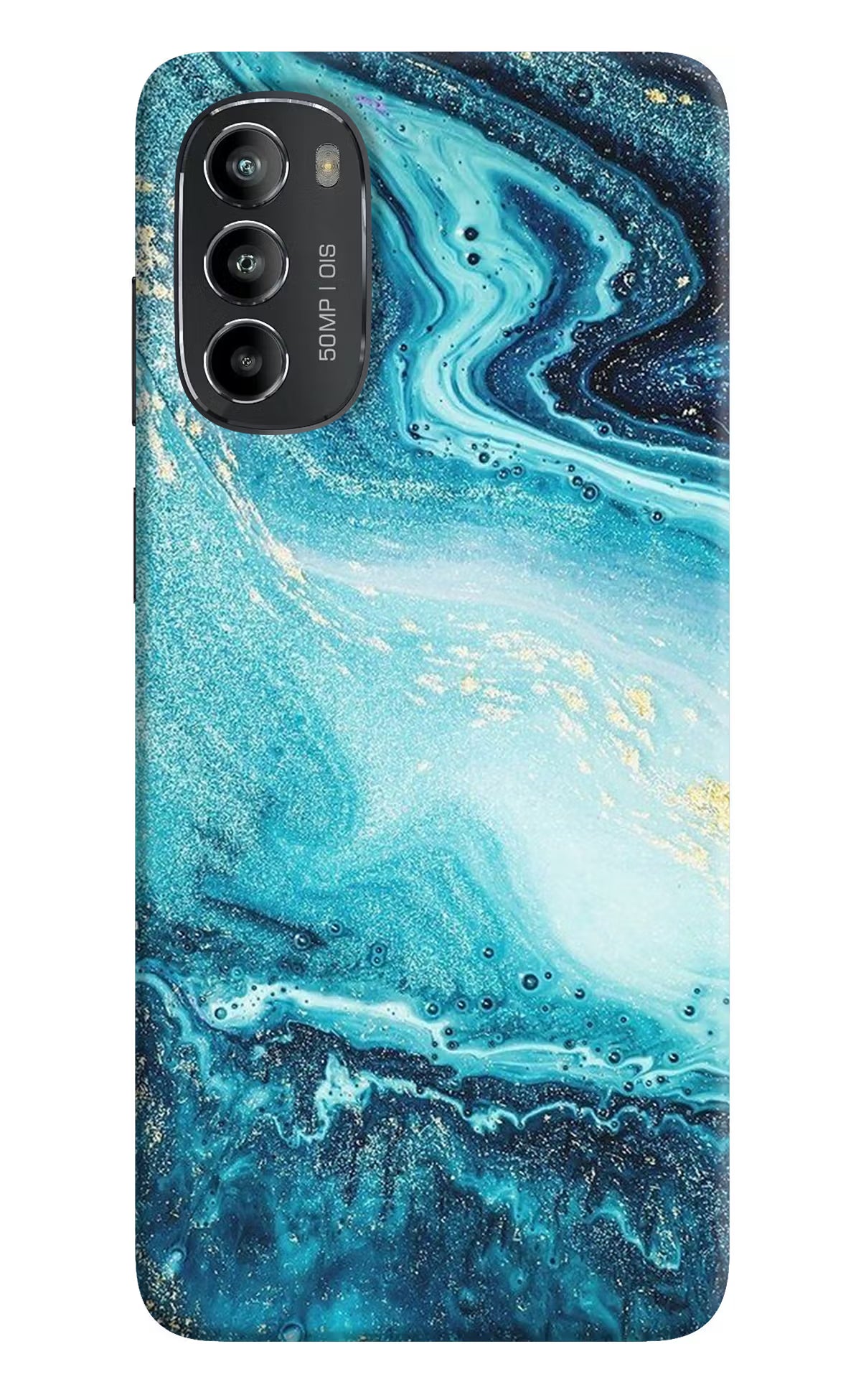 Blue Glitter Marble Moto G82 5G Hard Case Back Cover by Casekaro