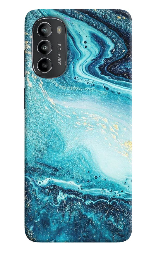 Blue Glitter Marble Moto G82 5G Hard Case Back Cover by Casekaro