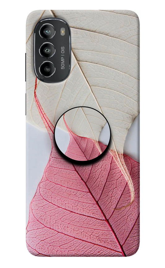White Pink Leaf Moto G82 5G Pop Case