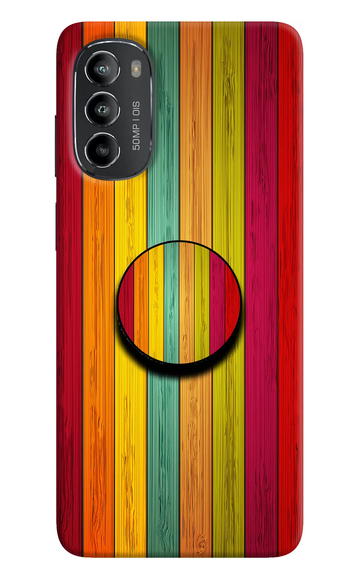 Multicolor Wooden Moto G82 5G Pop Case by Casekaro
