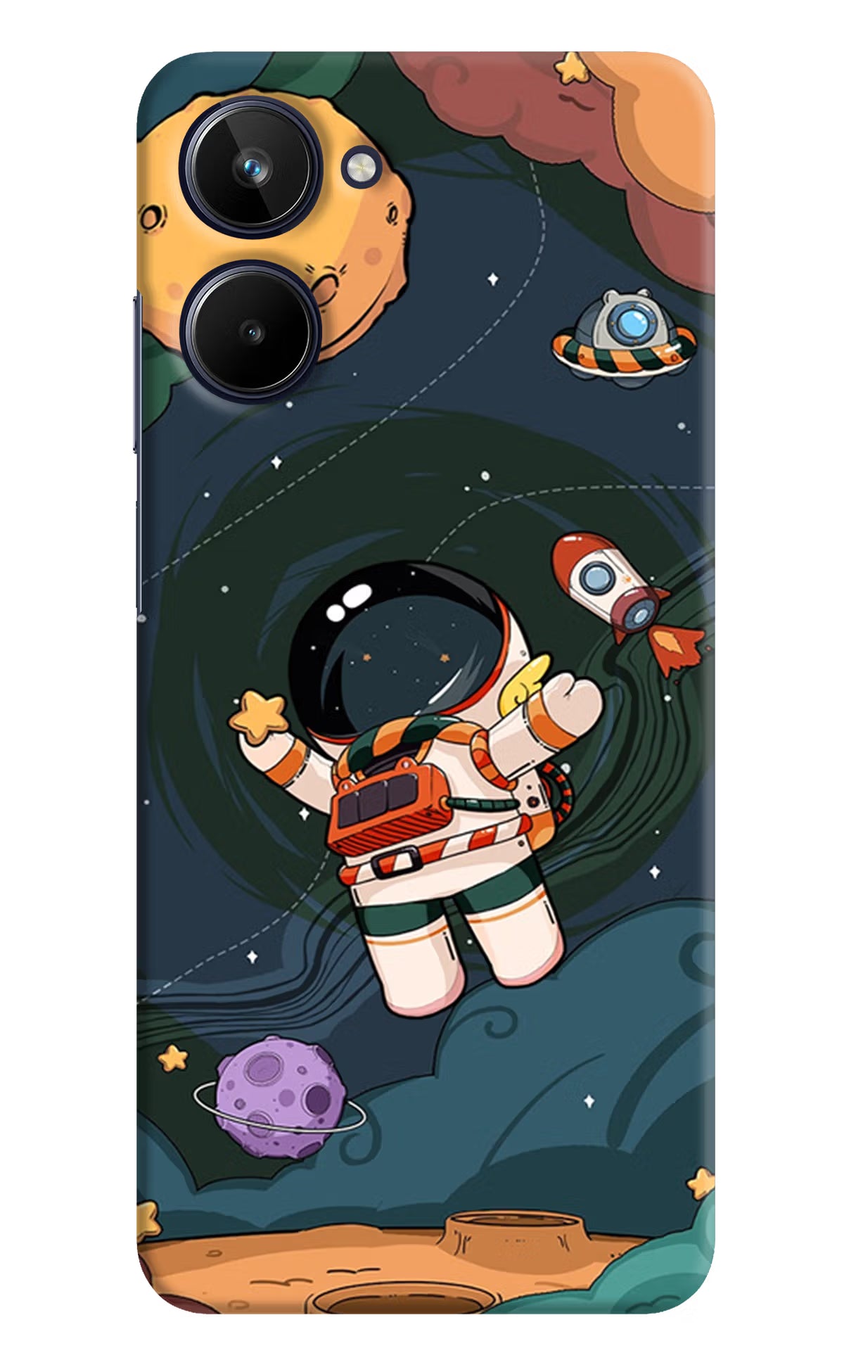 Cartoon Astronaut Realme 10 Hard Case Back Cover by Casekaro