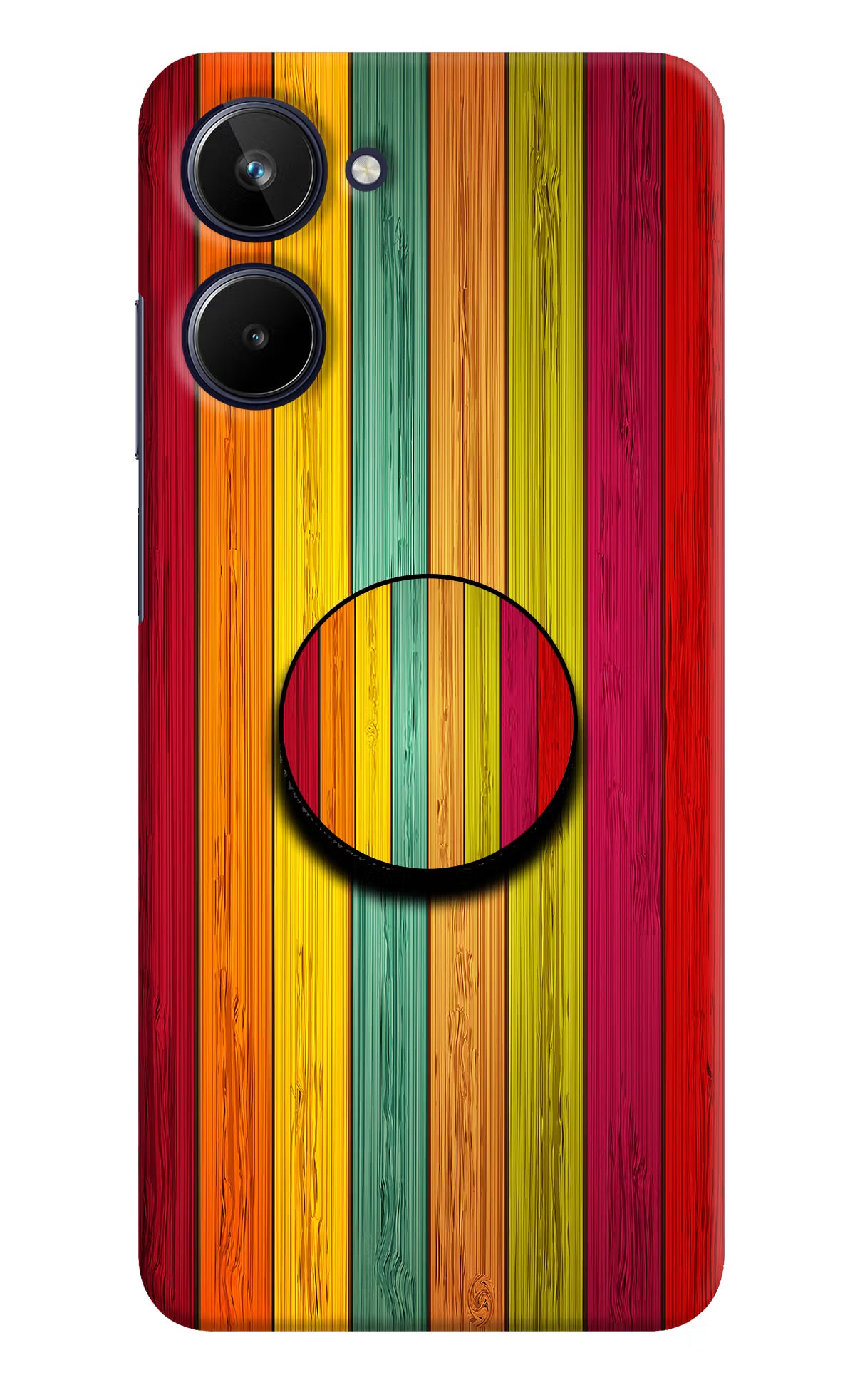 Multicolor Wooden Realme 10 Pop Case by Casekaro