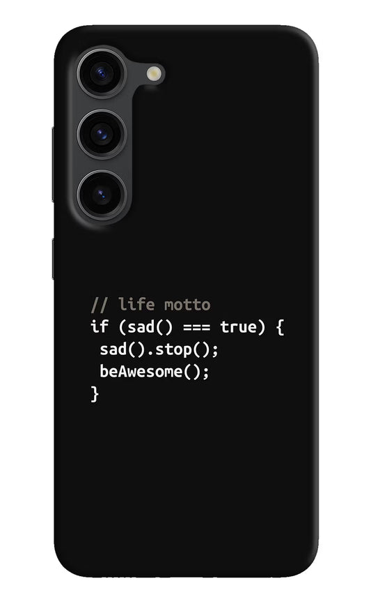Life Motto Code Samsung S23 Plus Hard Case Back Cover by Casekaro