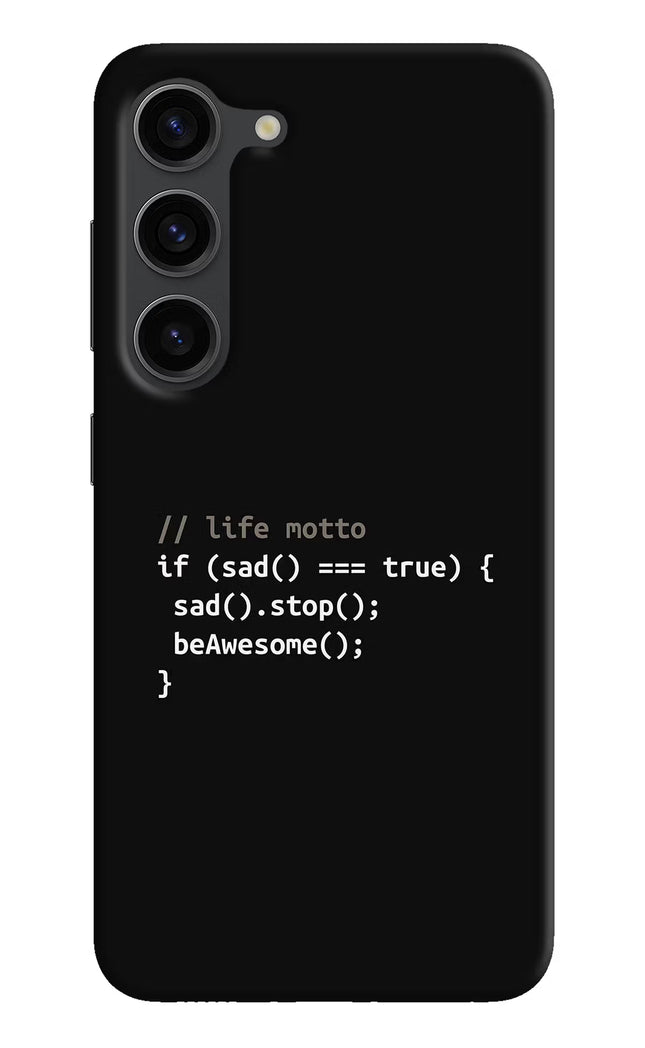 Life Motto Code Samsung S23 Plus Hard Case Back Cover by Casekaro