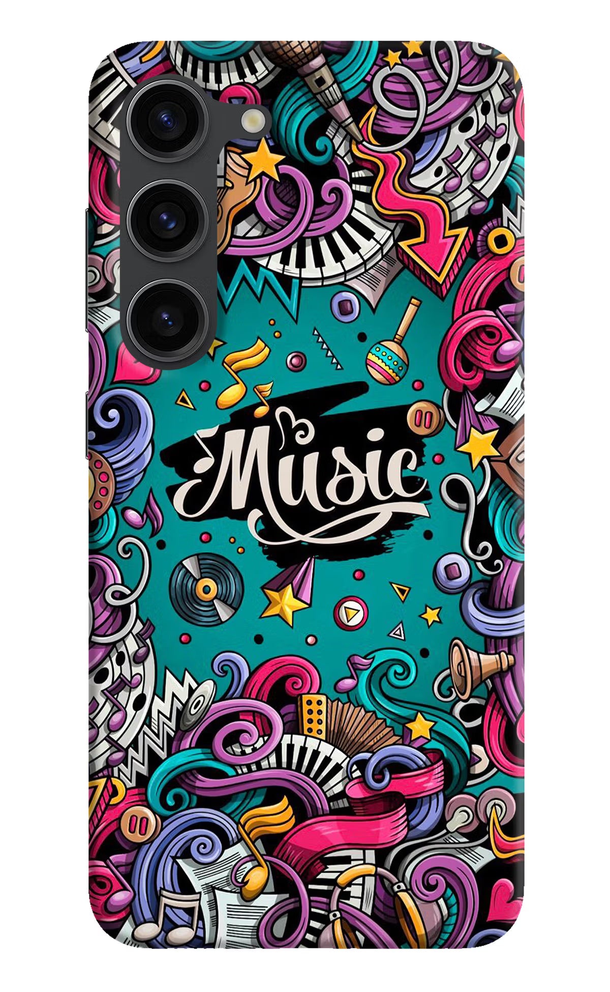 Music Graffiti Samsung S23 Plus Hard Case Back Cover by Casekaro
