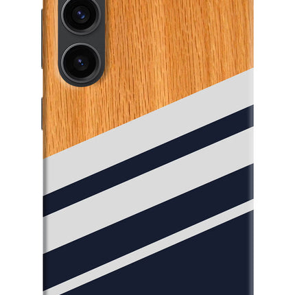 Blue and white wooden Samsung S23 Plus Hard Case Back Cover by Casekaro