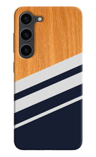 Blue and white wooden Samsung S23 Plus Hard Case Back Cover by Casekaro