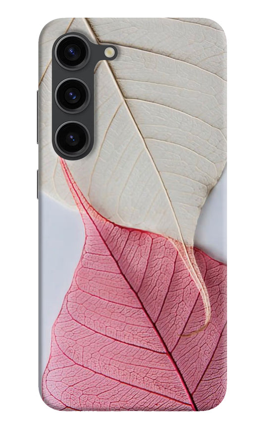 White Pink Leaf Samsung S23 Plus Hard Case Back Cover by Casekaro