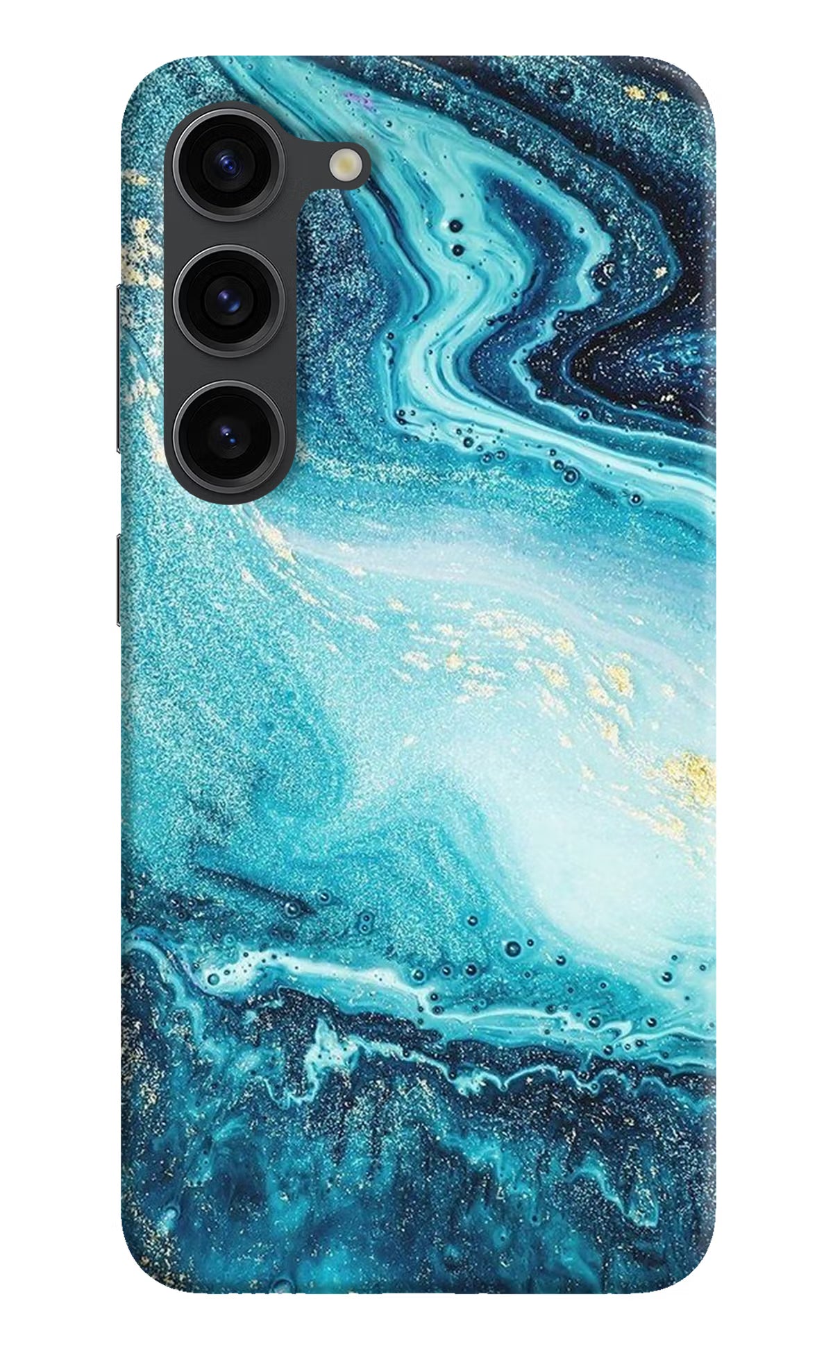 Blue Glitter Marble Samsung S23 Plus Hard Case Back Cover by Casekaro