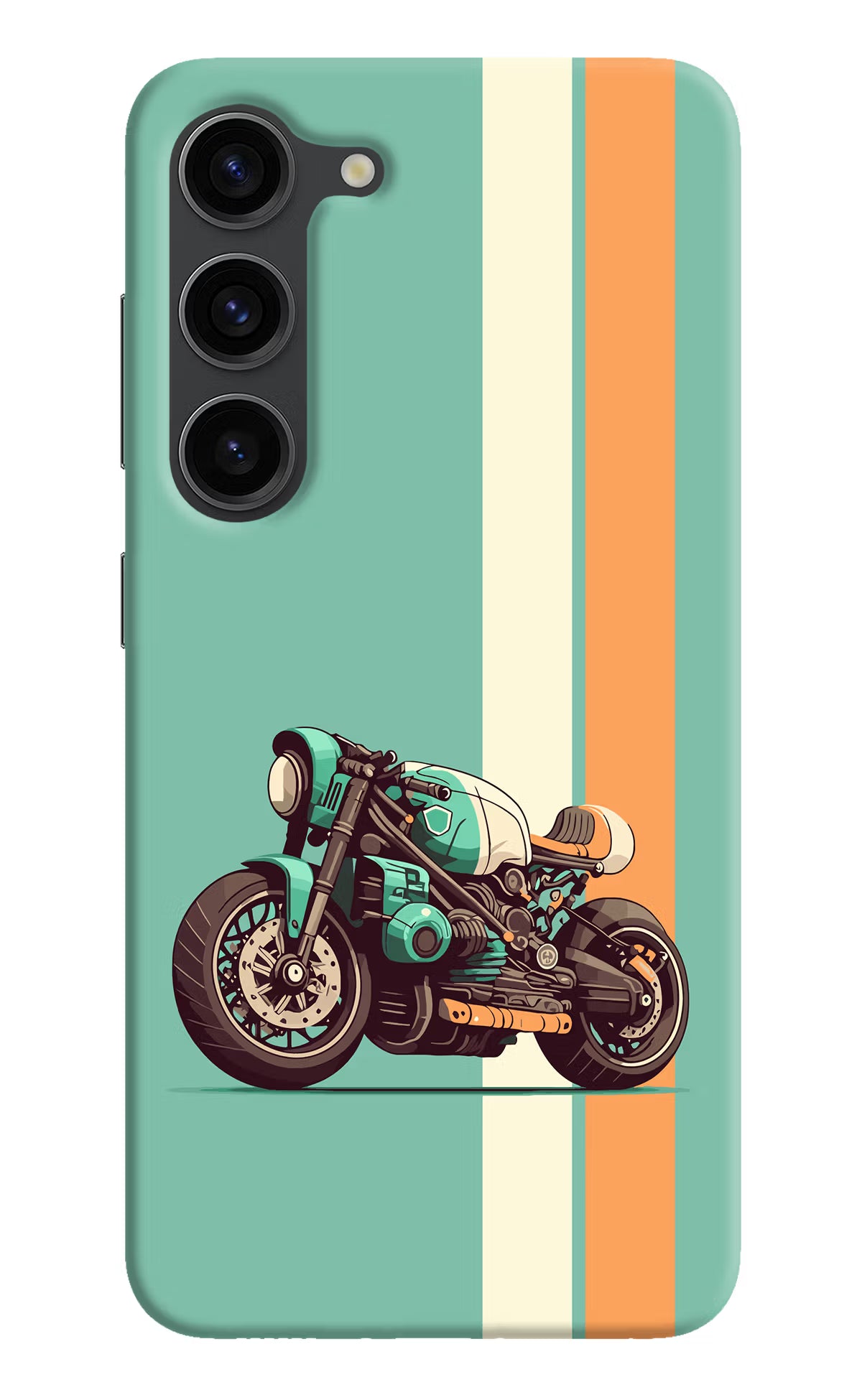 Striped Moto Drift Samsung S23 Plus Hard Case Back Cover by Casekaro