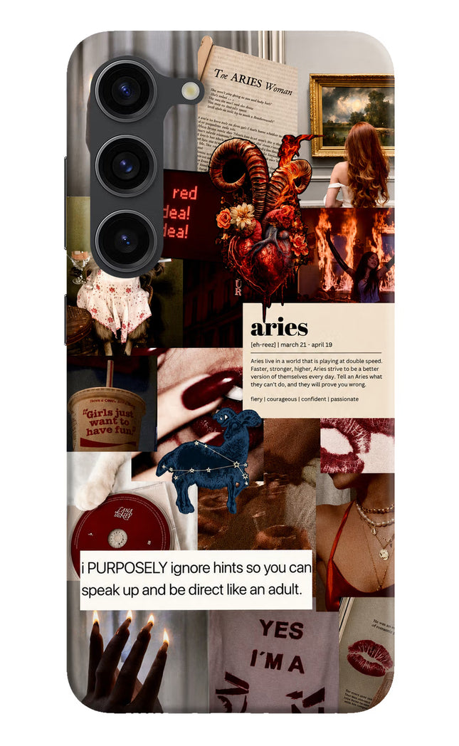 Zodiac Aries Samsung S23 Plus Hard Case Back Cover by Casekaro