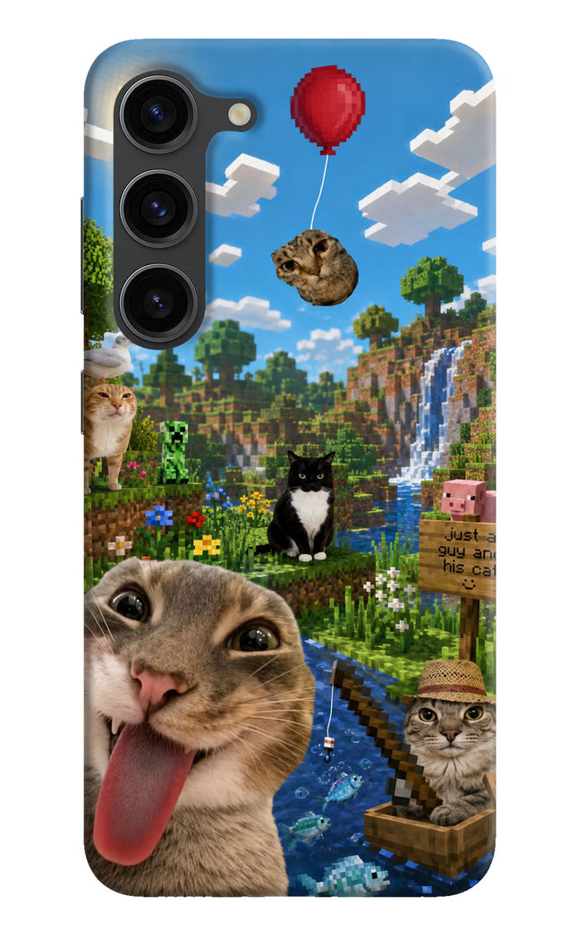 Minecraft Cat Chaos Samsung S23 Plus Hard Case Back Cover by Casekaro