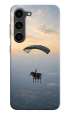 Skydiving Cow Samsung S23 Plus Hard Case Back Cover by Casekaro