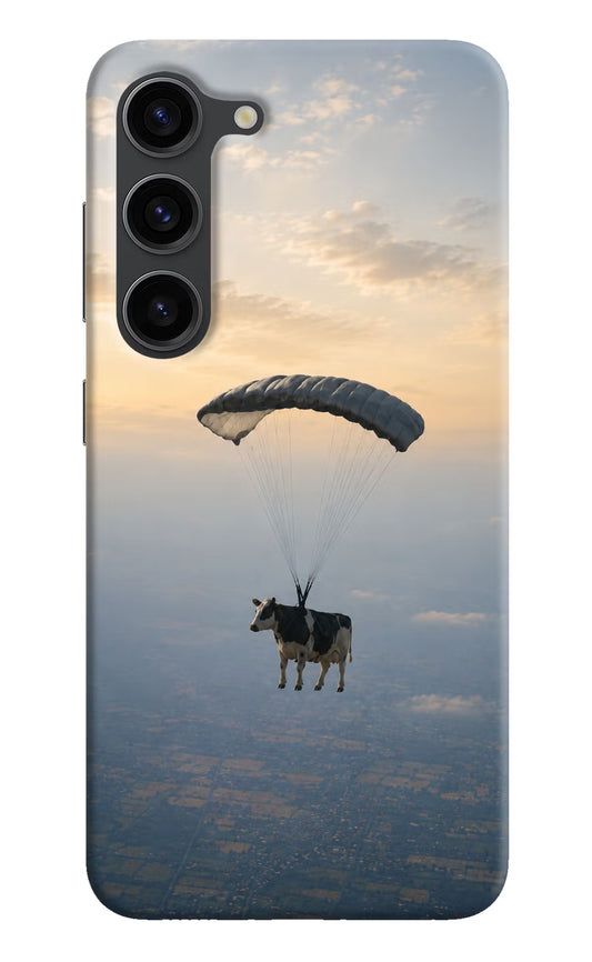 Skydiving Cow Samsung S23 Plus Hard Case Back Cover by Casekaro